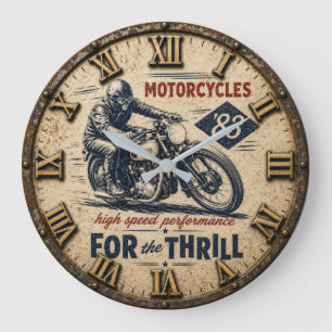 Reloj Redondo Grande Vintage Motorcycle High Speed Performance