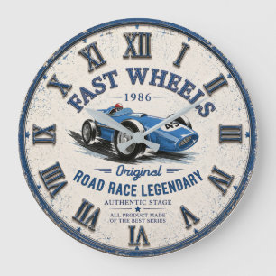 Reloj Redondo Grande Vintage Open Wheel Race Car Classic Grand Prix