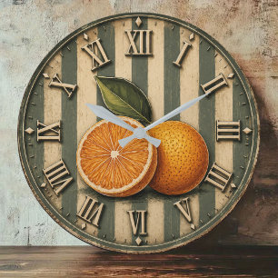 Reloj Redondo Grande Vintage Orange Rustic Citrus Kitchen Farmhouse 