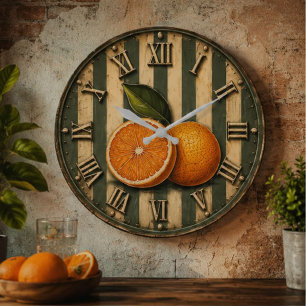 Reloj Redondo Grande Vintage Orange Rustic Citrus Kitchen Farmhouse