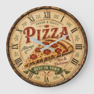 Reloj Redondo Grande Vintage Pizza Italian Pizzeria Kitchen