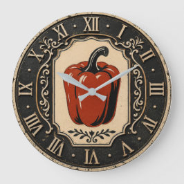 Reloj Redondo Grande Vintage Red Bell Pepper Farmhouse Kitchen