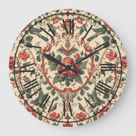 Reloj Redondo Grande Vintage Rose & Bird Pattern Romantic Art Nouveau