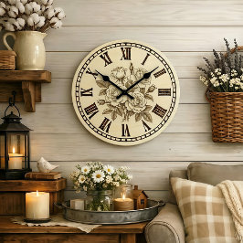 Reloj Redondo Grande Vintage Rose Wall Clock 