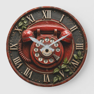 Reloj Redondo Grande Vintage Rotary Retro Phone Antique Telephone