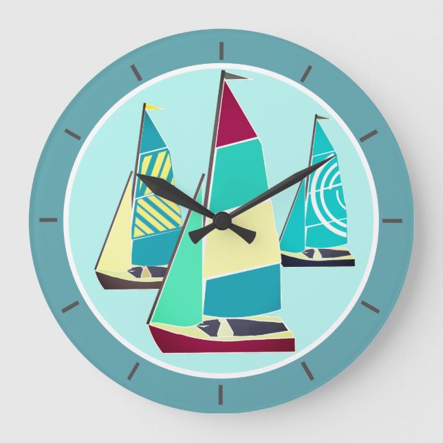 Reloj Redondo Grande Vintage Sailboat (Anverso)