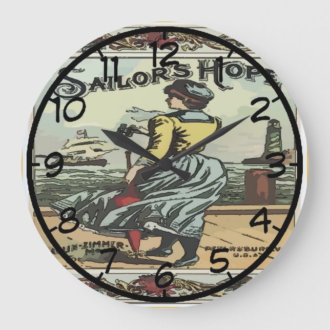 Reloj Redondo Grande Vintage Sailors Wife Clock (Anverso)