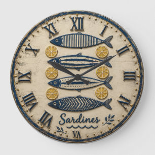 Reloj Redondo Grande Vintage Sardines