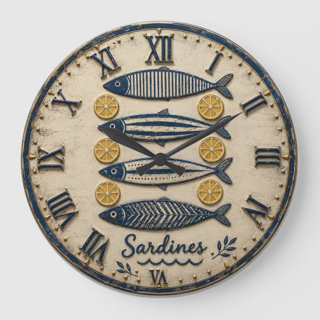 Reloj Redondo Grande Vintage Sardines (Anverso)
