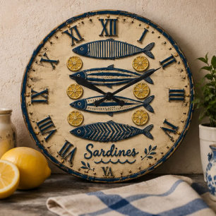 Reloj Redondo Grande Vintage Sardines