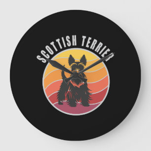 Reloj Redondo Grande Vintage Scottish Terrier Sunset
