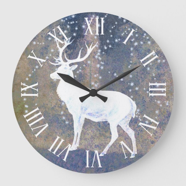 Reloj Redondo Grande Vintage Snow Deer (Anverso)