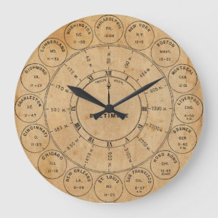 Reloj Redondo Grande Vintage Steampunk City Postmarks World Wall Clock