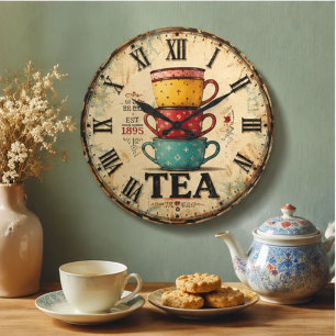 Reloj Redondo Grande Vintage Tea Time