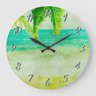 Reloj Redondo Grande Vintage Tropical Beach Pintando Esto Siempre. ...
