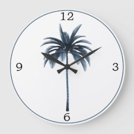 Reloj Redondo Grande Vintage Tropical Elegante de árbol de palmas marco
