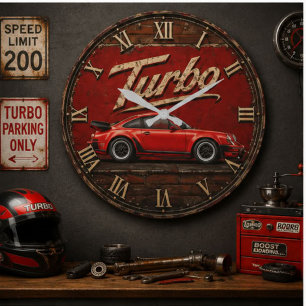 Reloj Redondo Grande Vintage Turbo Sports Car