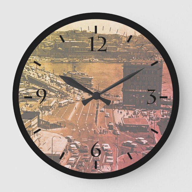 Reloj Redondo Grande Vintage Turkey Istanbul Karakoy Galata bridge Larg (Anverso)