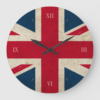 Reloj Redondo Grande Vintage UK Flag Union Jack British Wall Clock