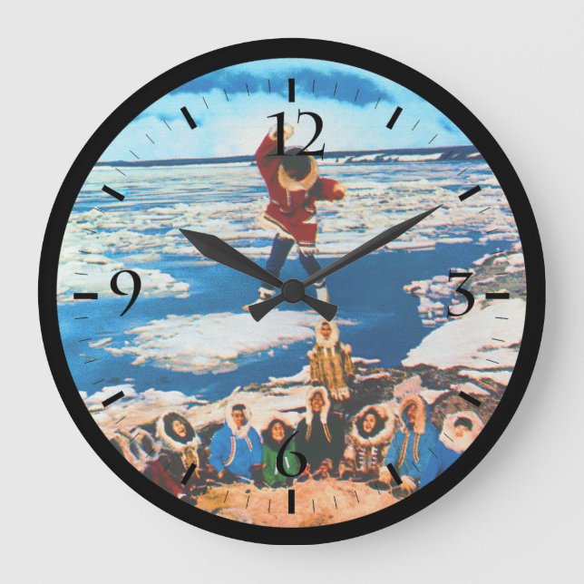 Reloj Redondo Grande Vintage USA Alaska eskimo blanket (Anverso)