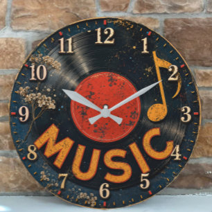 Reloj Redondo Grande Vintage Vinyl Record Music