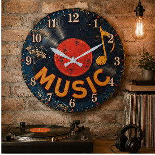 Reloj Redondo Grande Vintage Vinyl Record Music