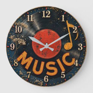 Reloj Redondo Grande Vintage Vinyl Record Music
