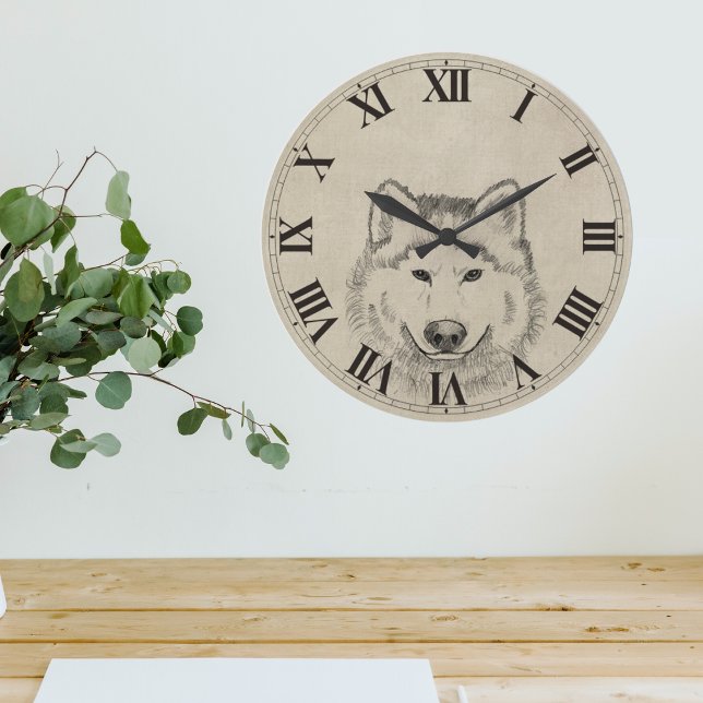 Reloj Redondo Grande Vintage Wolf (Vintage Wolf Large Clock)
