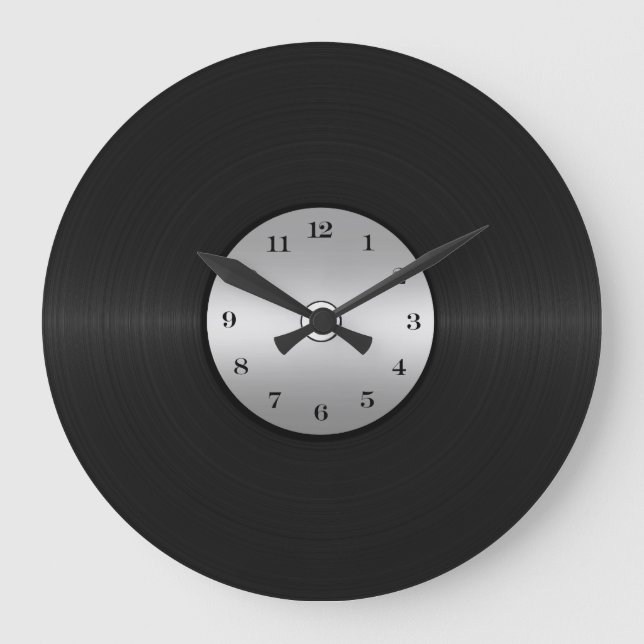 Reloj Redondo Grande Vinyl-Look LP Record (Anverso)