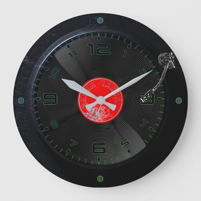 Reloj Redondo Grande Vinyl Vibes Retro Wall Clock (Anverso)