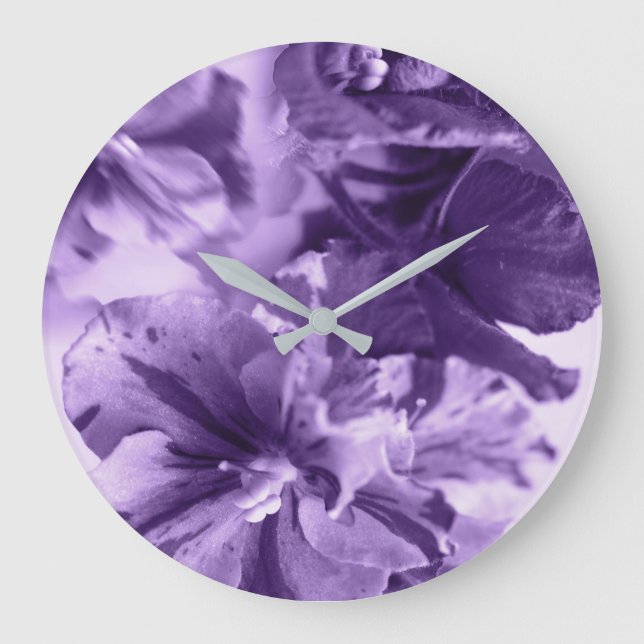 Reloj Redondo Grande Violetas monocromas (Anverso)