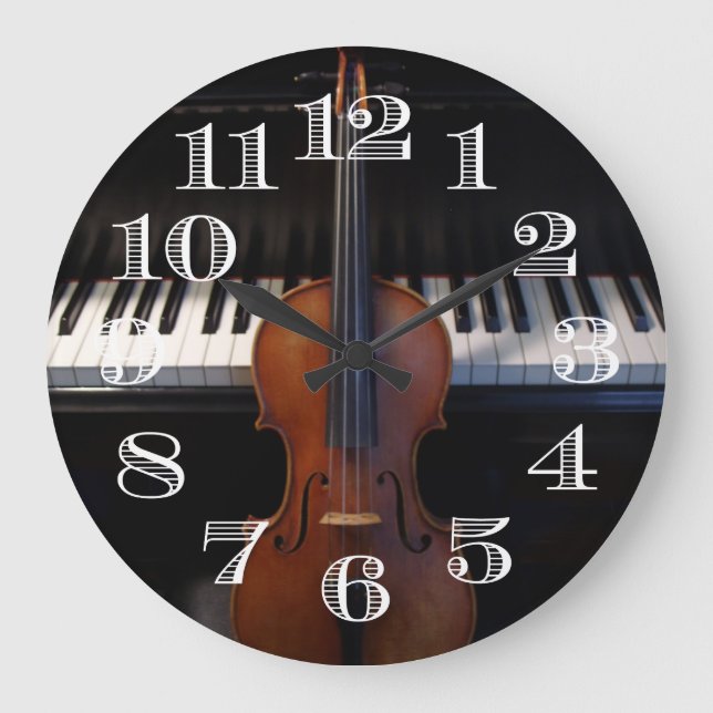 Reloj Redondo Grande Violin and Piano Clock Design (Anverso)