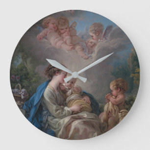 Reloj Redondo Grande Virgen y niño con San Juan Bautista