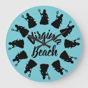 Reloj Redondo Grande Virginia Beach, VA Estatua Neptuna Ocean Nautical