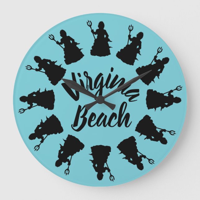 Reloj Redondo Grande Virginia Beach, VA Estatua Neptuna Ocean Nautical (Anverso)