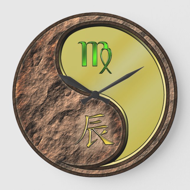 Reloj Redondo Grande Virgo & Dragón de Metal (Anverso)