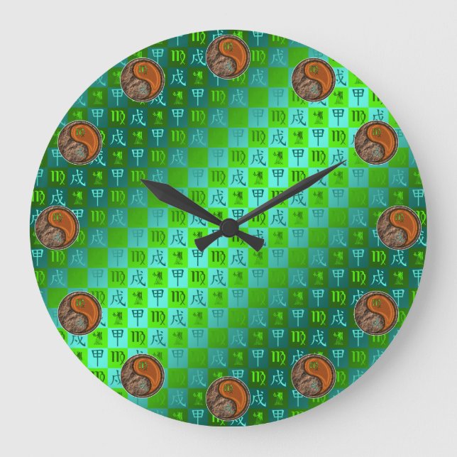 Reloj Redondo Grande Virgo & Perro de Madera (Anverso)
