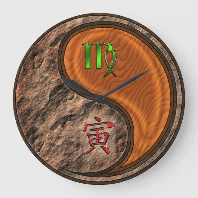 Reloj Redondo Grande Virgo & Tigre de Madera (Anverso)