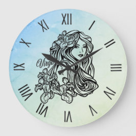 Reloj Redondo Grande Virgo Zodíaco Brumoso en Números Romanos