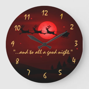Reloj Redondo Grande Visita del Papá Noel Navidad