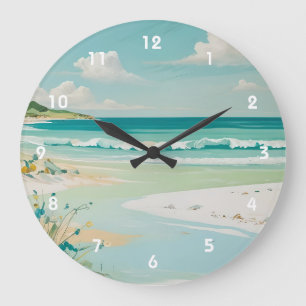 Reloj Redondo Grande Vista costera tranquila