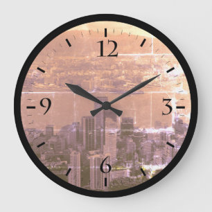 Reloj Redondo Grande Vista general de rascacielos de la ciudad de Hong 