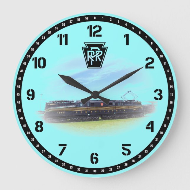 Reloj Redondo Grande Vista lateral de Pennsylvania Railroad GG-1 #4800 (Anverso)