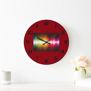 Reloj Redondo Grande Visualizador de audio vibrante de ondas sonoras de