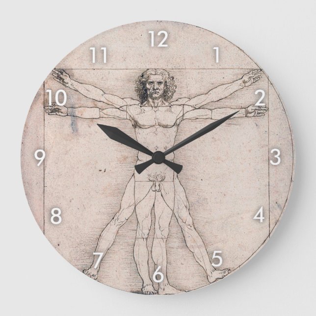Reloj Redondo Grande Vitruvian Man, Leonardo da Vinci (Anverso)