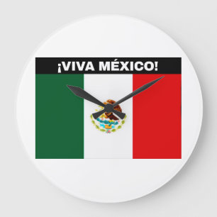 RELOJ REDONDO GRANDE VIVA MÉXICO IMAGEN DE BANDERA FUENTES BLANCAS