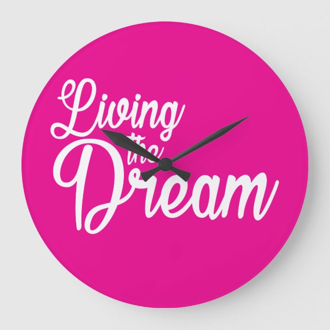 Reloj Redondo Grande Viviendo el sueño como motivación Inspiradora (Anverso)
