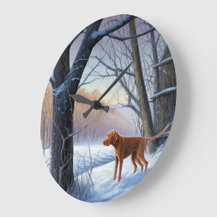 Reloj Redondo Grande Vizla Deja que nieve Navidad