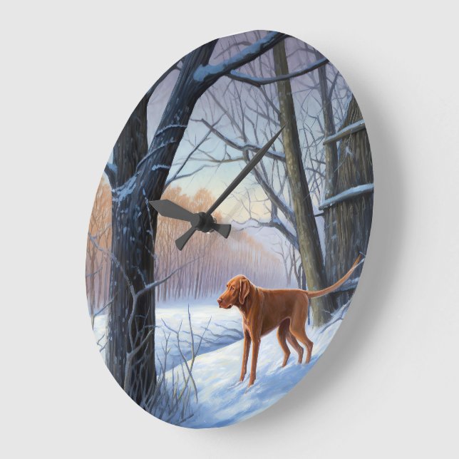 Reloj Redondo Grande Vizla Deja que nieve Navidad (Ángulo)