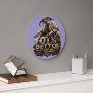 Reloj Redondo Grande VLLC 1% Better Every Day Mountain Goat Motivation